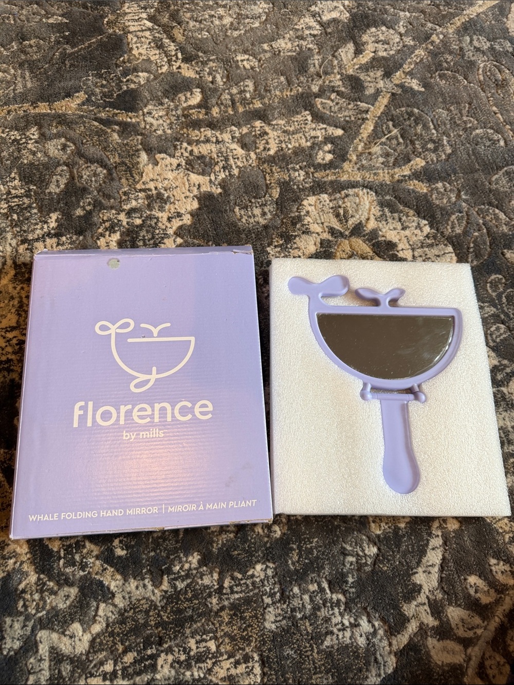 Florence by Mills Lavender Whale Folding Hand Mirror